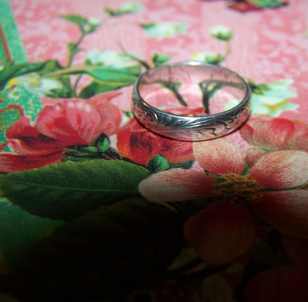 Simple Vintage Etched Sterling Ring Wedding Band Style Simple Vintage Etched Sterling Ring Wedding Band Style