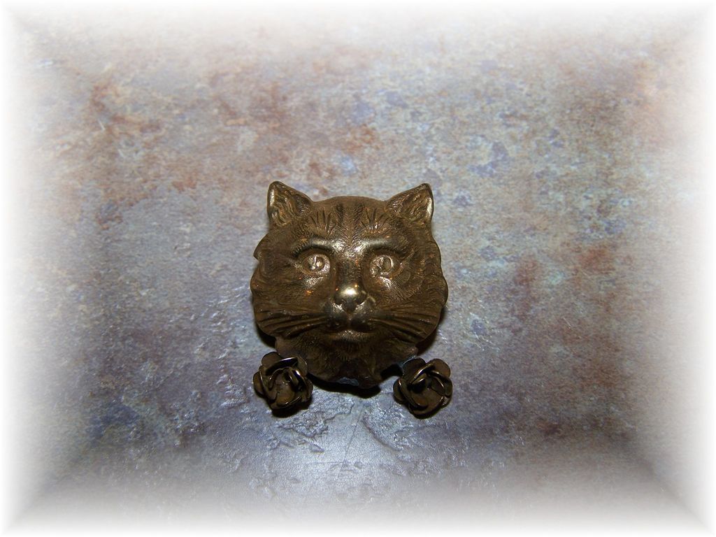 What A Pretty Vintage Brass Kitty Cat Face Pin / Brooch What A Pretty Vintage Brass Kitty Cat Face Pin / Brooch