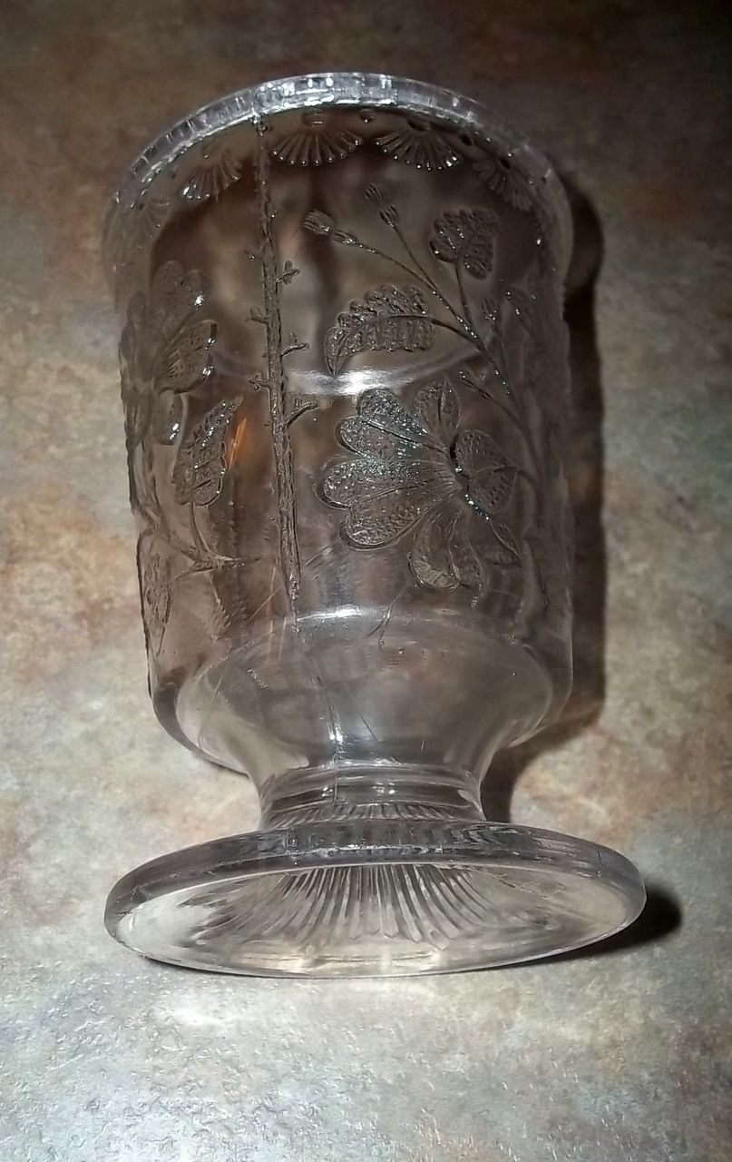 Vintage Nova Scotia Pressed Glass Spooner Floral Pattern from