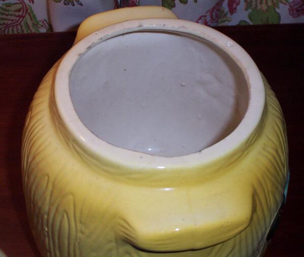 American Bisque Puppy in Pot Cookie Jar Yellow Bottom American Bisque Puppy in Pot Cookie Jar Yellow Bottom