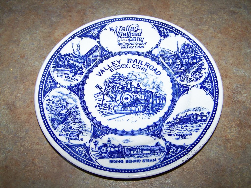 The Valley Railroad Railway Blue & White Plate Essex Connecticut The Valley Railroad Railway Blue & White Plate Essex Connecticut