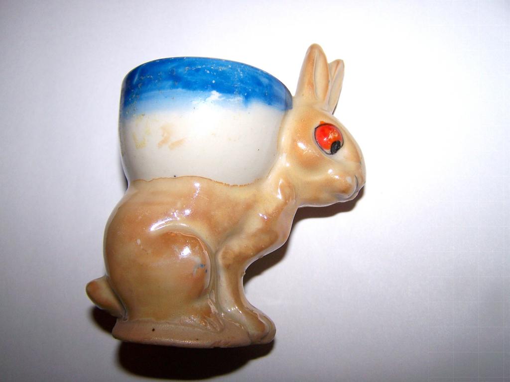 Not Perfect Googly-Eyed Bunny Rabbit Egg Cup Japan Not Perfect Googly-Eyed Bunny Rabbit Egg Cup Japan