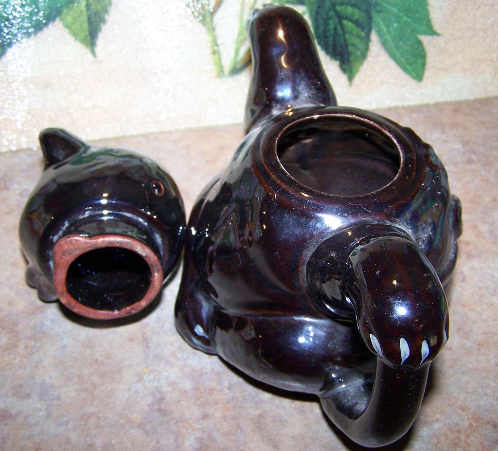 Rare Not Often Found Figural Red Ware Black Bear Hand Painted Tea Pot Rare Not Often Found Figural Red Ware Black Bear Hand Painted Tea Pot