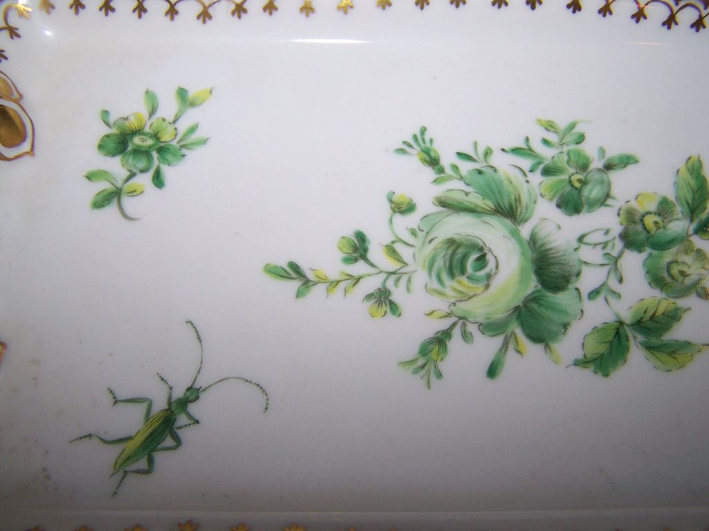 Artist Hand Painted Langenthal Porcelain Vanity Tray Bug Insect Floral Artist Hand Painted Langenthal Porcelain Vanity Tray Bug Insect Floral