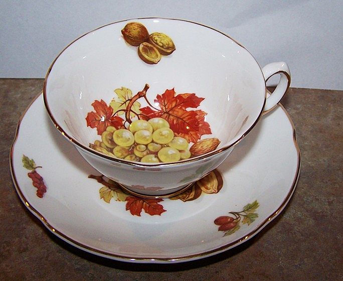 Royal Grafton Tea Cup & Saucer Walnuts , Grapes & Maple Leaves Royal Grafton Tea Cup & Saucer Walnuts , Grapes & Maple Leaves