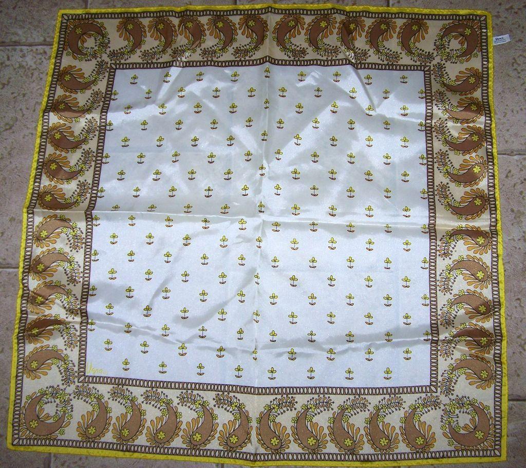 Vintage Vera Neumann Signed Ladies Scarf Golden Yellows Floral Vintage Vera Neumann Signed Ladies Scarf Golden Yellows Floral