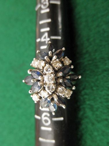 Spectacular Vintage 14K WG Cocktail Ring Sapphire & Diamond Spectacular Vintage 14K WG Cocktail Ring Sapphire & Diamond