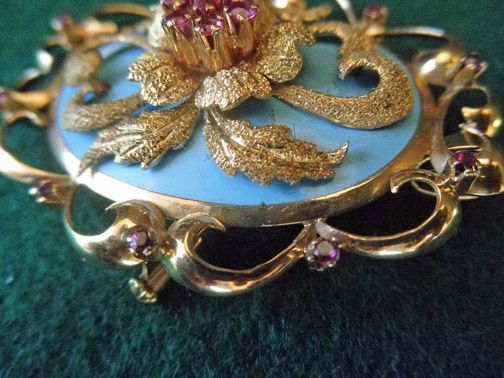 14K Enamel & Rubies Edwardian Brooch/Pendant 14K Enamel & Rubies Edwardian Brooch/Pendant
