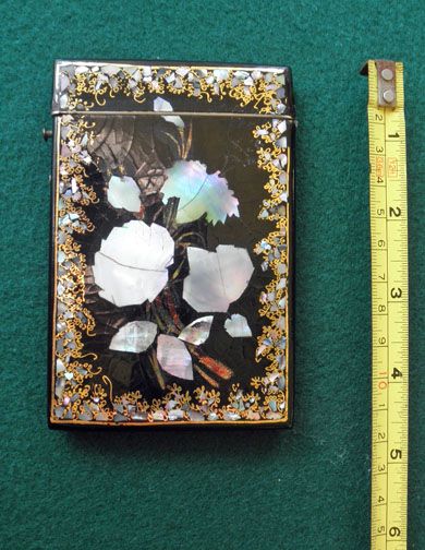 Large English Victorian Papier Mache Card Case Large English Victorian Papier Mache Card Case