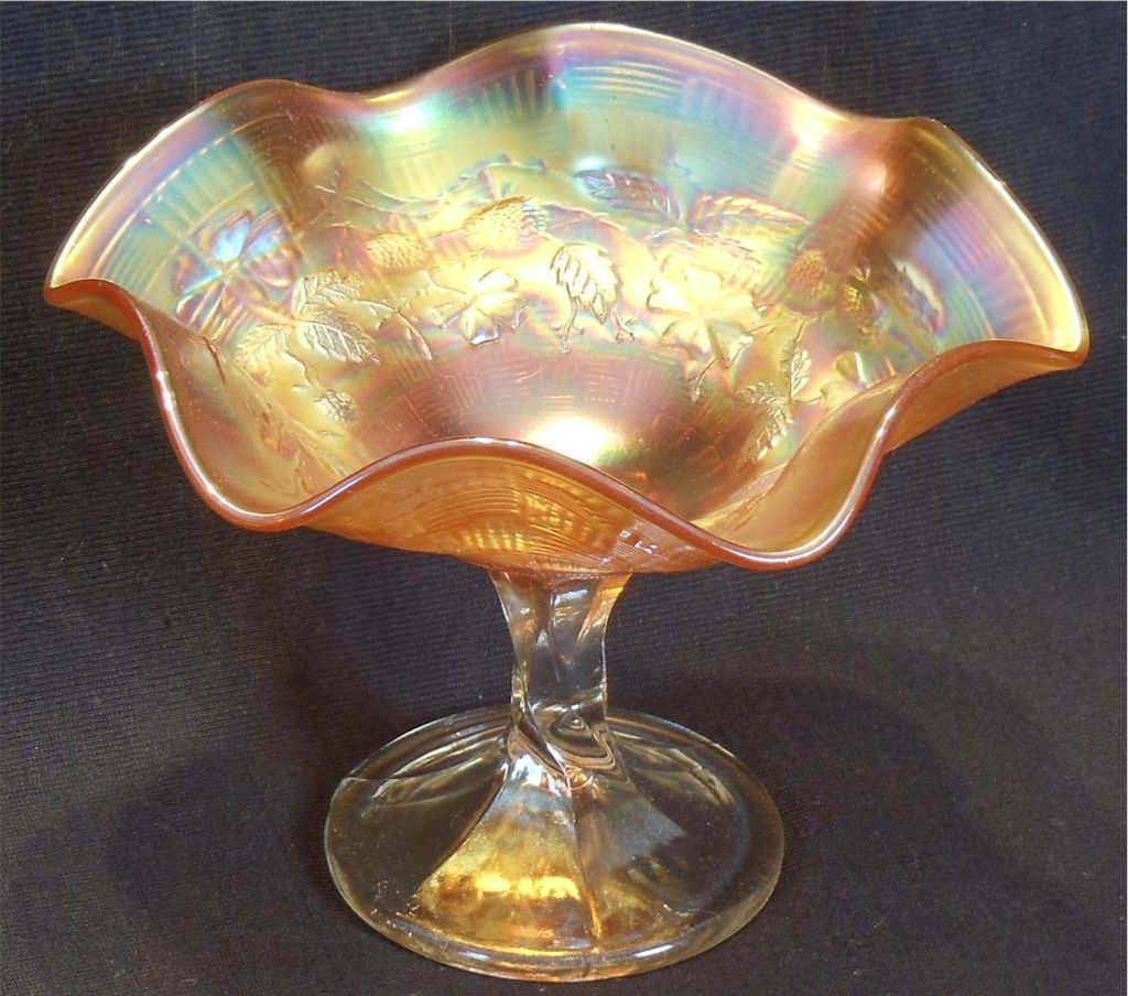 Northwood Marigold Carnival Raspberry Large Compote Northwood Marigold Carnival Raspberry Large Compote