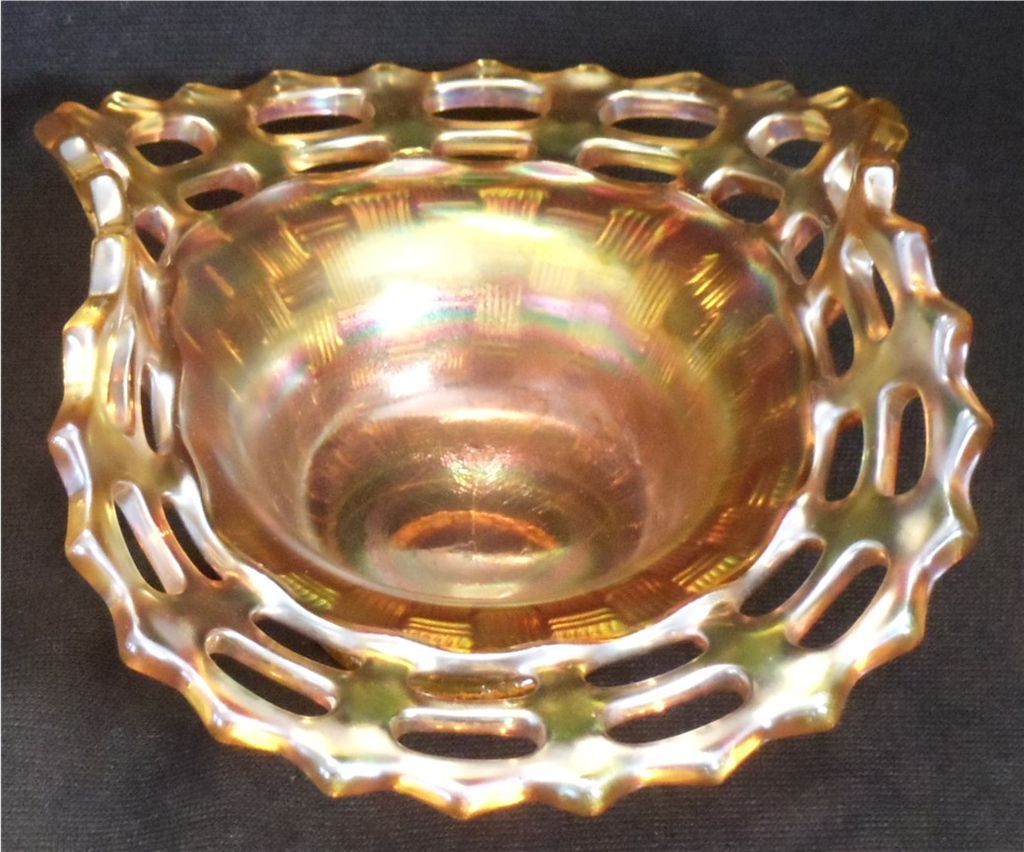 Fenton Carnival Glass Vaseline Open Edge 2 Sides Up Basket Fenton Carnival Glass Vaseline Open Edge 2 Sides Up Basket