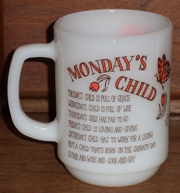Fire King Monday's Child Mug Fire King Monday's Child Mug