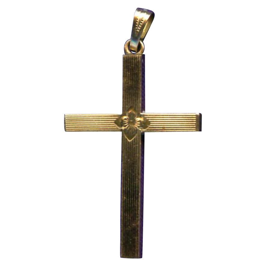 Lovely 12K Gold Filled Cross with Floral Center – Hallmarked Dason Lovely 12K Gold Filled Cross with Floral Center – Hallmarked Dason