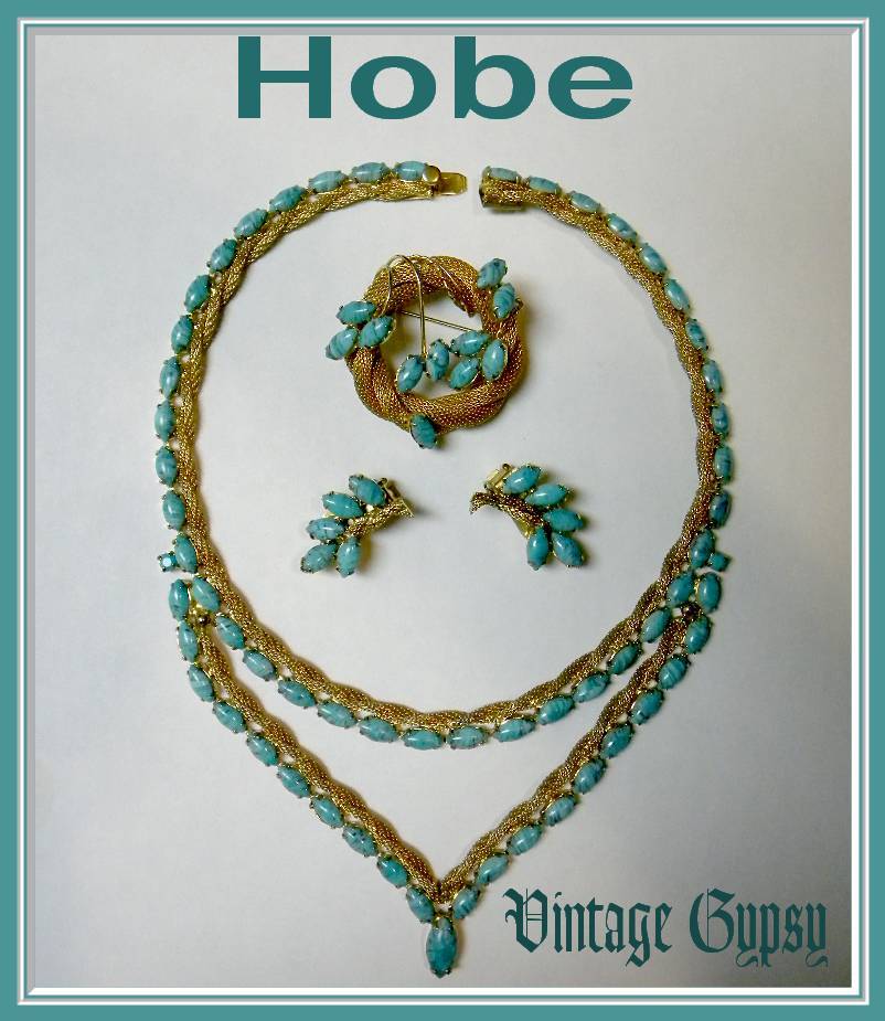 Hobe Signed Necklace with Matching Earrings & Brooch Hobe Signed Necklace with Matching Earrings & Brooch