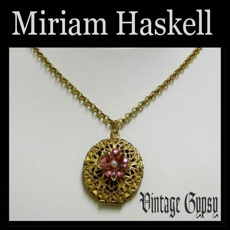 Miriam Haskell Signed Locket Necklace with Original Hang Tag Miriam Haskell Signed Locket Necklace with Original Hang Tag