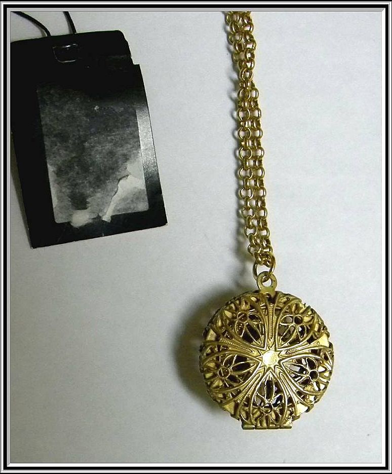 Miriam Haskell Signed Locket Necklace with Original Hang Tag Miriam Haskell Signed Locket Necklace with Original Hang Tag