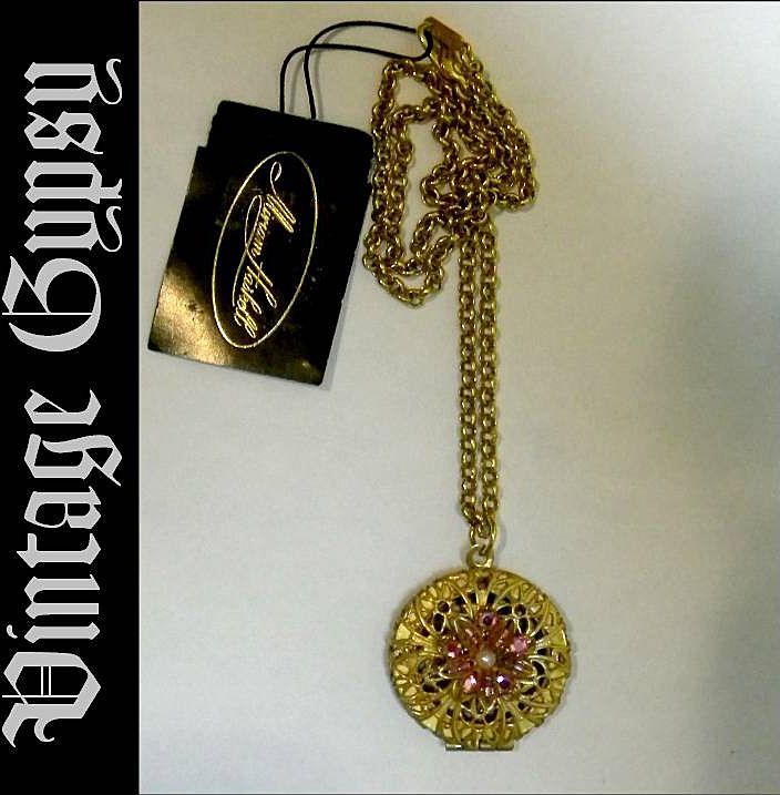 Miriam Haskell Signed Locket Necklace with Original Hang Tag Miriam Haskell Signed Locket Necklace with Original Hang Tag