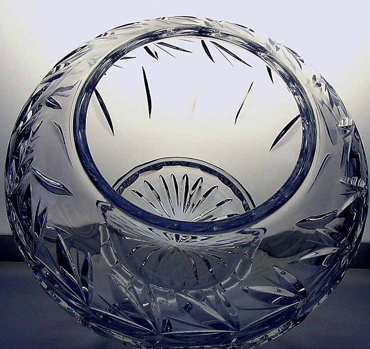 Vintage Crystal Clear Heavy Bohemian Glass Flower or Candle Bowl Vintage Crystal Clear Heavy Bohemian Glass Flower or Candle Bowl