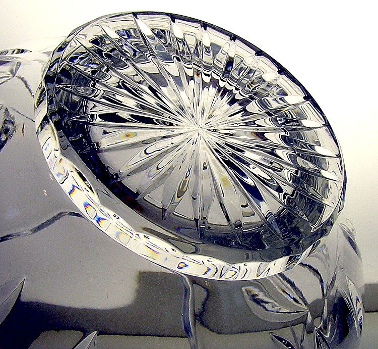 Vintage Crystal Clear Heavy Bohemian Glass Flower or Candle Bowl Vintage Crystal Clear Heavy Bohemian Glass Flower or Candle Bowl