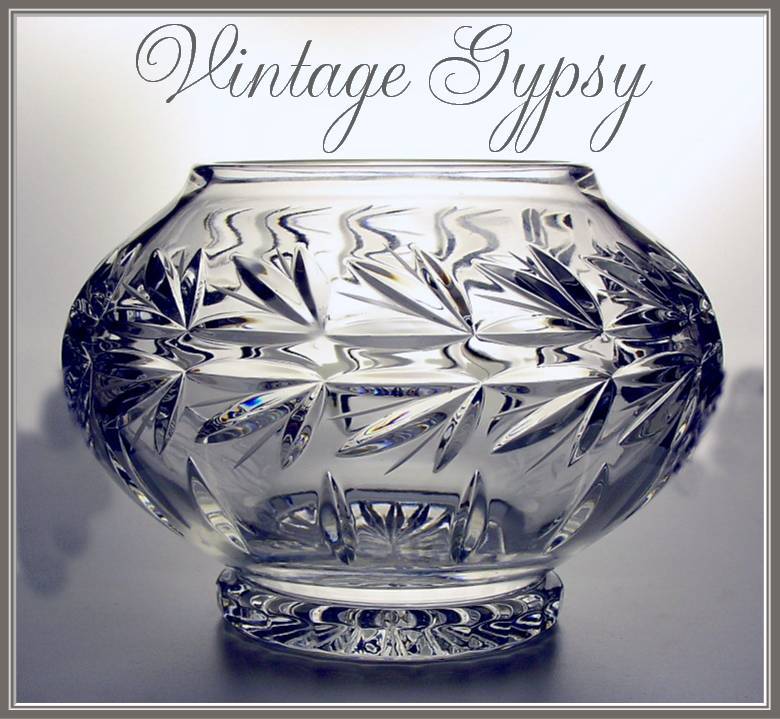 Vintage Crystal Clear Heavy Bohemian Glass Flower or Candle Bowl Vintage Crystal Clear Heavy Bohemian Glass Flower or Candle Bowl