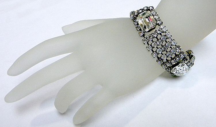 Vintage Wide Rhinestones Bracelet with Safety Chain Vintage Wide Rhinestones Bracelet with Safety Chain