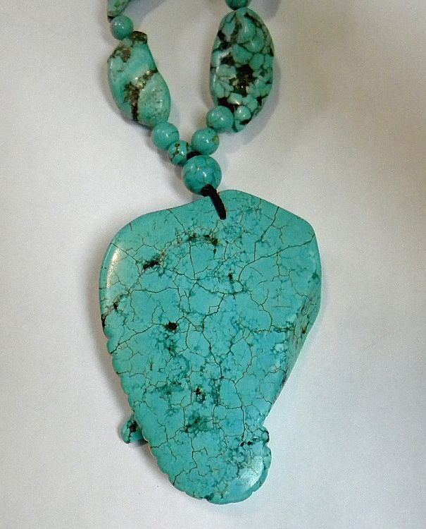 1970's Hand Carved Turquoise Elephant Necklace 1970's Hand Carved Turquoise Elephant Necklace