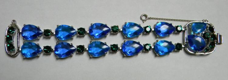 Selro Signed Blues & Green Glass Bracelet Selro Signed Blues & Green Glass Bracelet