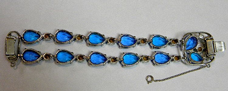 Selro Signed Blues & Green Glass Bracelet Selro Signed Blues & Green Glass Bracelet