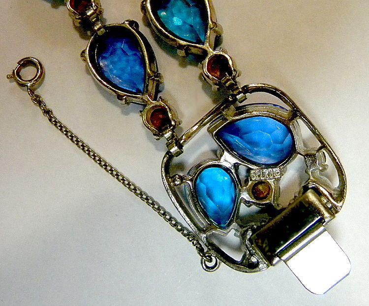 Selro Signed Blues & Green Glass Bracelet Selro Signed Blues & Green Glass Bracelet