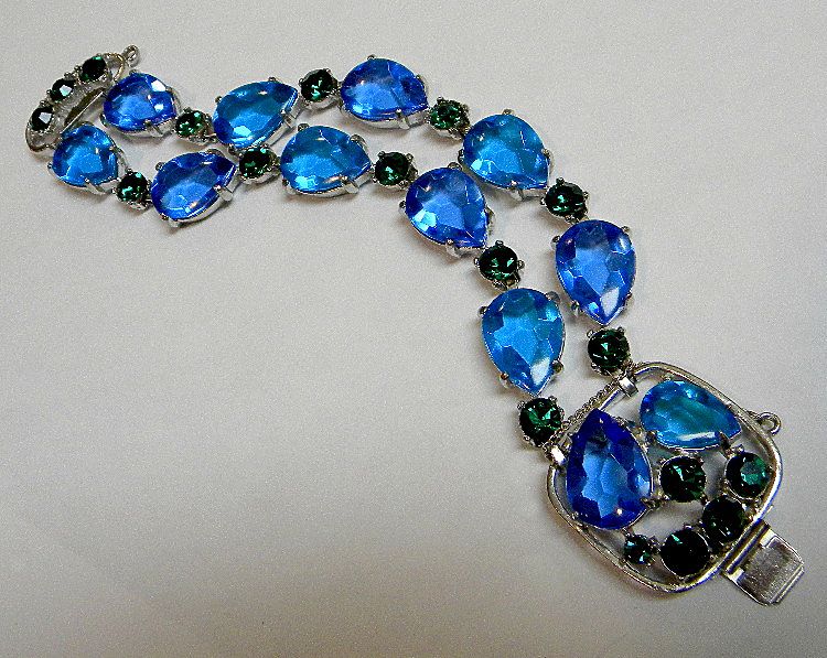 Selro Signed Blues & Green Glass Bracelet Selro Signed Blues & Green Glass Bracelet