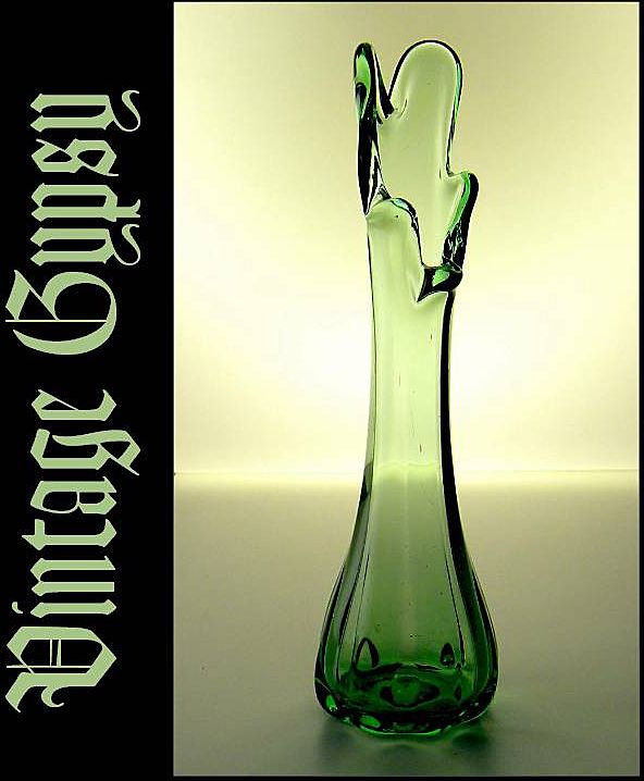 Vintage Green Swung Glass Vase Vintage Green Swung Glass Vase