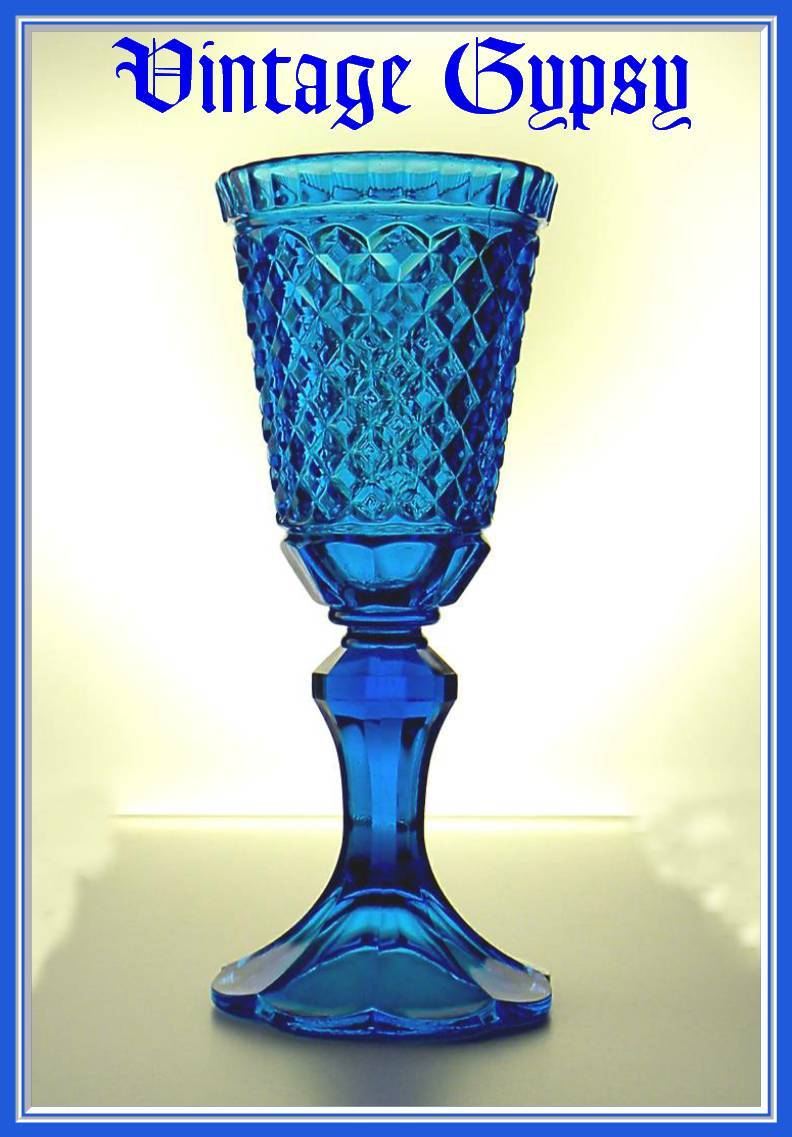 Spectacular Huge Blue Pattern Glass Chalice Spectacular Huge Blue Pattern Glass Chalice