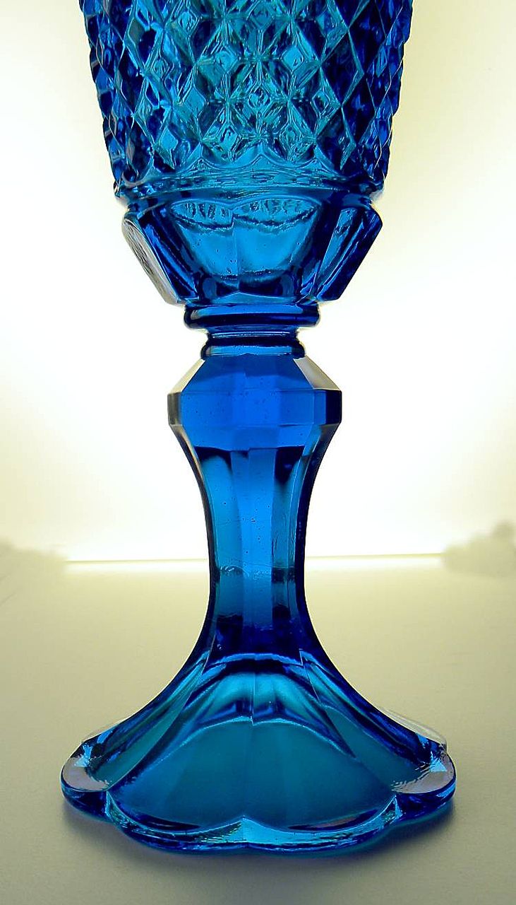 Spectacular Huge Blue Pattern Glass Chalice Spectacular Huge Blue Pattern Glass Chalice