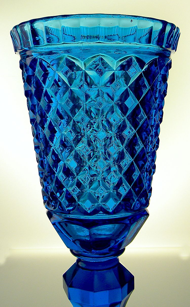 Spectacular Huge Blue Pattern Glass Chalice Spectacular Huge Blue Pattern Glass Chalice
