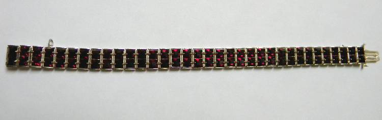Prong Set Blood Red Glass Vintage Tennis Bracelet Perfect for the Holidays! Prong Set Blood Red Glass Vintage Tennis Bracelet Perfect for the Holidays!
