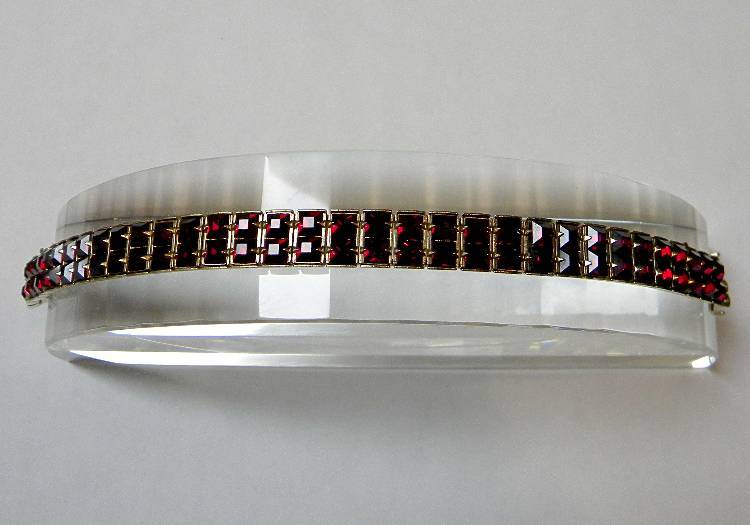 Prong Set Blood Red Glass Vintage Tennis Bracelet Perfect for the Holidays! Prong Set Blood Red Glass Vintage Tennis Bracelet Perfect for the Holidays!