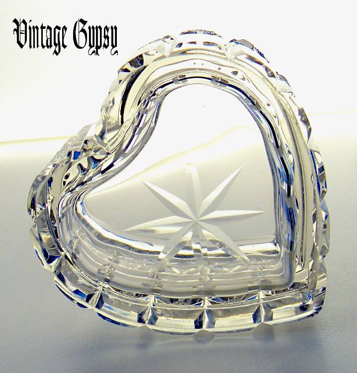 Hand Cut Glass Trinket or Jewelry Box with Decorative Sterling Silver Lid Hand Cut Glass Trinket or Jewelry Box with Decorative Sterling Silver Lid