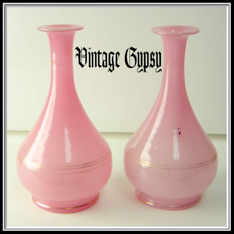 Nine Piece Opaline Glass Vanity Dresser Set and Swans Down Powder Puff Nine Piece Opaline Glass Vanity Dresser Set and Swans Down Powder Puff