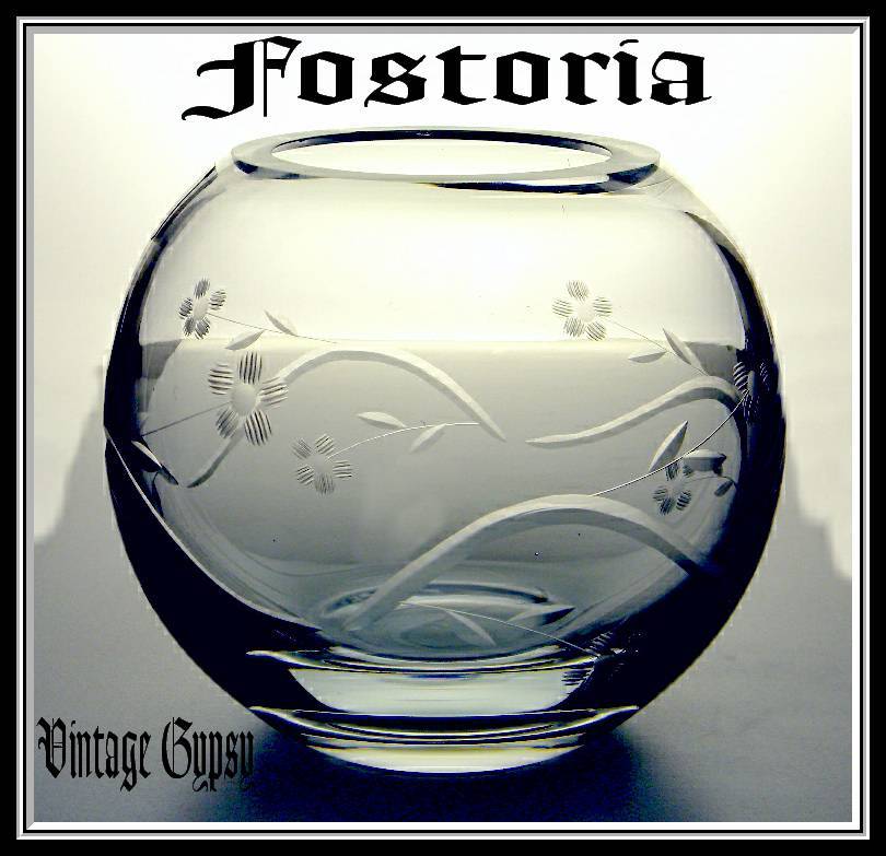 Huge Fostoria Vintage Cut Glass Rose Bowl or Candle Bowl with Original Label Huge Fostoria Vintage Cut Glass Rose Bowl or Candle Bowl with Original Label
