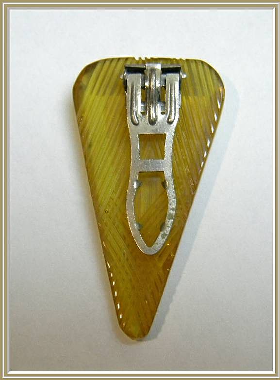 Large Butterscotch Carved Bakelite Vintage Dress Clip Large Butterscotch Carved Bakelite Vintage Dress Clip