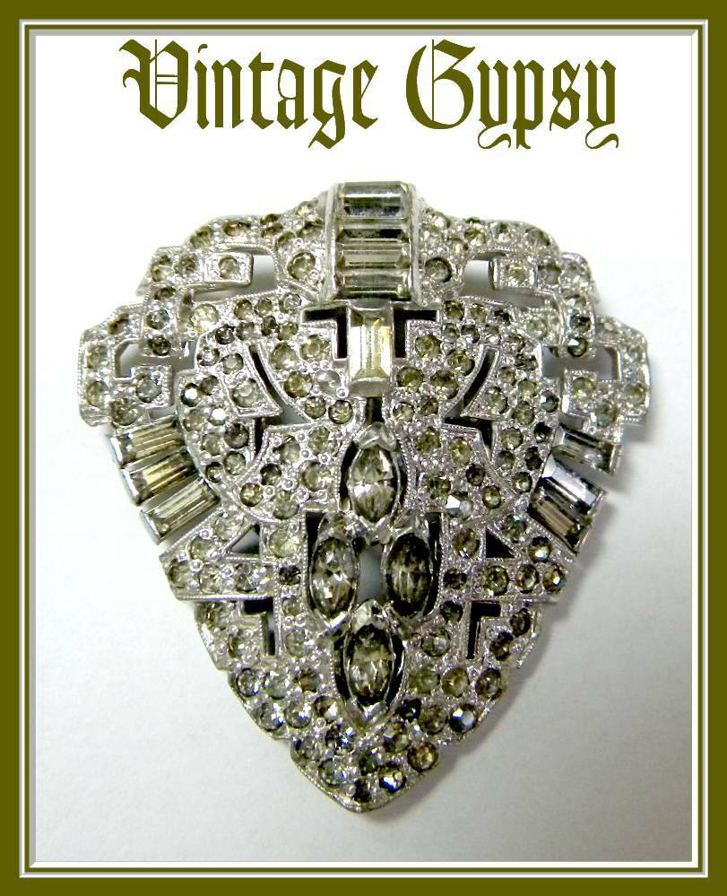 1940's Vintage Dress Clip Covered in Rhinestones & Marcasite 1940's Vintage Dress Clip Covered in Rhinestones & Marcasite