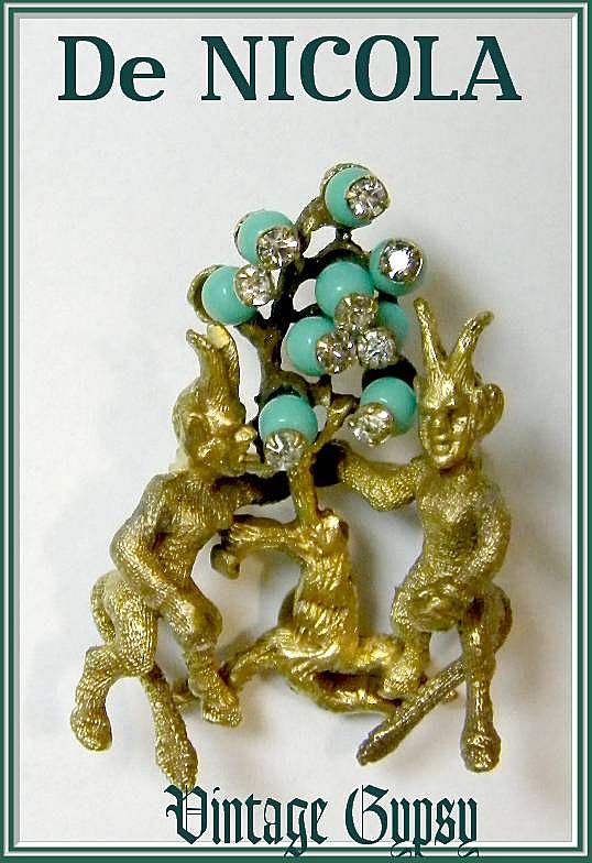 Whimsical Signed DeNicola Pin with Two Little Devils Whimsical Signed DeNicola Pin with Two Little Devils