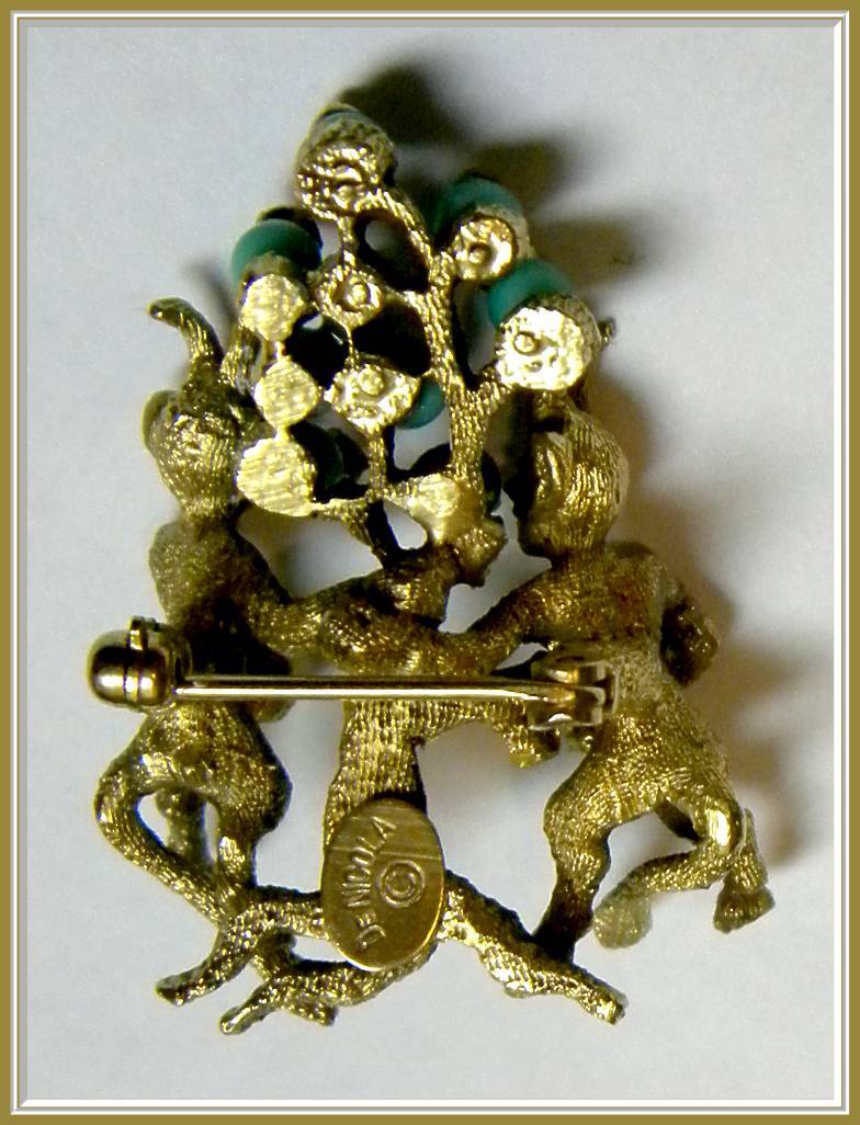 Whimsical Signed DeNicola Pin with Two Little Devils Whimsical Signed DeNicola Pin with Two Little Devils