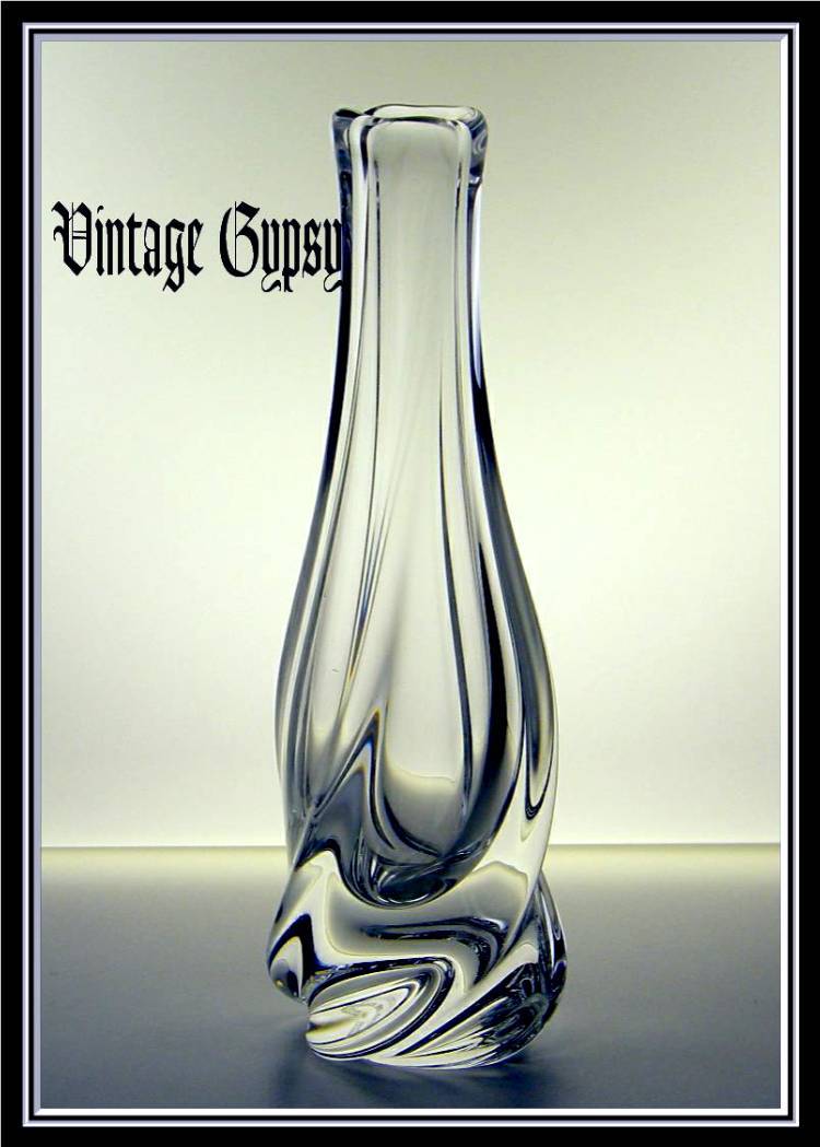 St. Louis Elegant Signed Crystal Vase & Matching Candle Holder St. Louis Elegant Signed Crystal Vase & Matching Candle Holder
