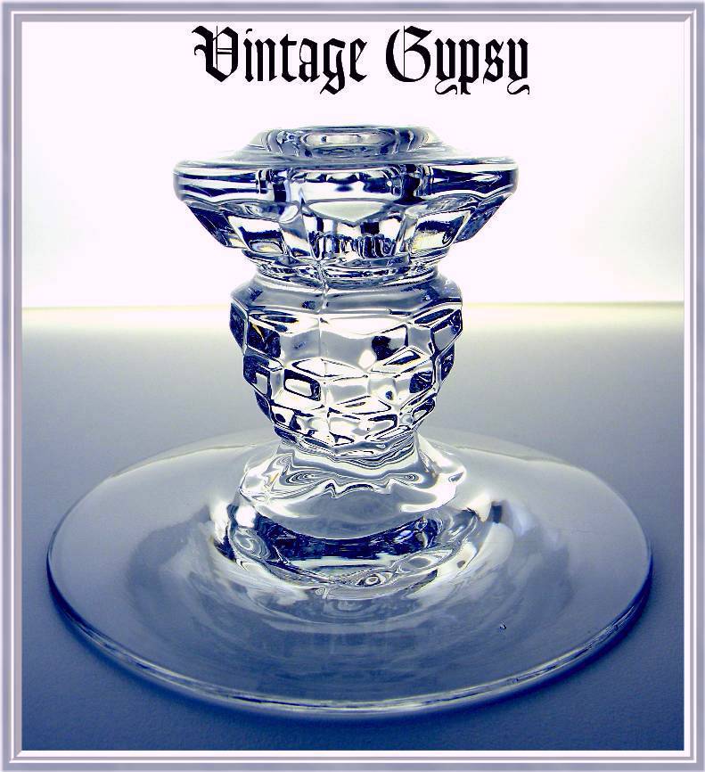 Fostoria "American" Pressed Pattern Glass Candle Holder Fostoria "American" Pressed Pattern Glass Candle Holder