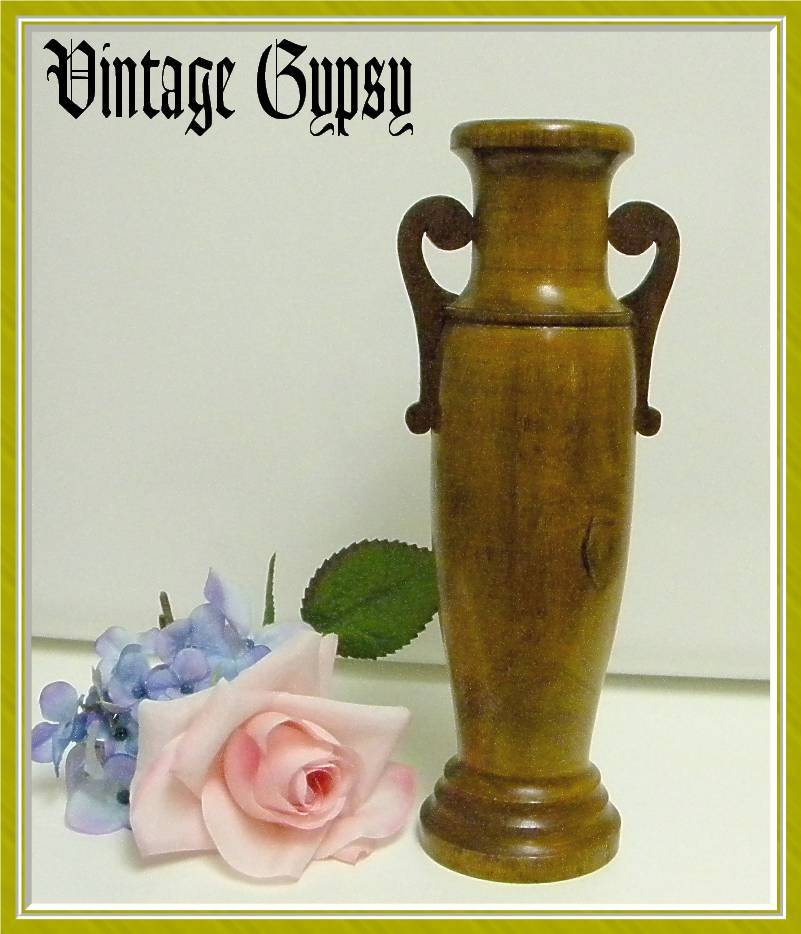 Very Old Hand Made Wooden Folk Art Urn Or Vase Very Old Hand Made Wooden Folk Art Urn Or Vase