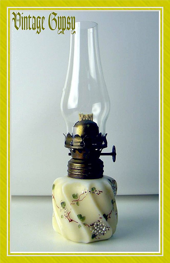 EAPG Erie Twist Opaque Miniature Oil Lamp, Dithridge EAPG Erie Twist Opaque Miniature Oil Lamp, Dithridge