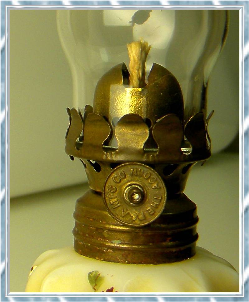 EAPG Erie Twist Opaque Miniature Oil Lamp, Dithridge EAPG Erie Twist Opaque Miniature Oil Lamp, Dithridge