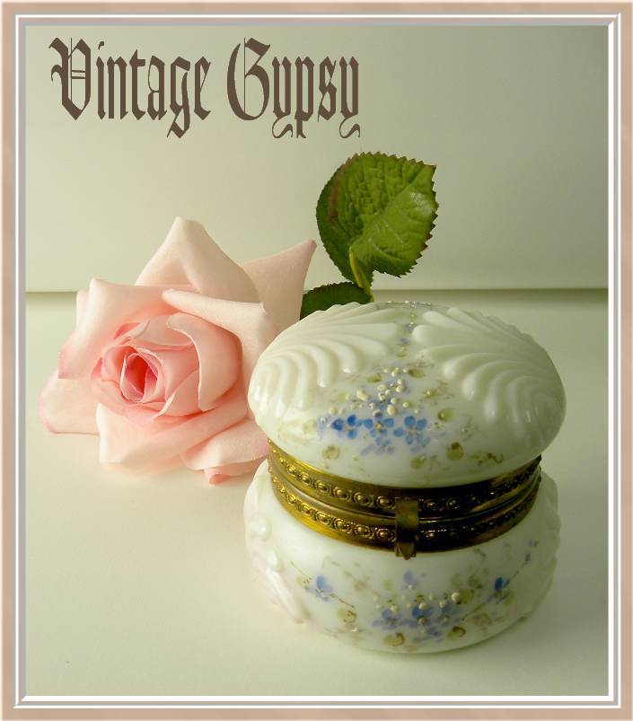 CF Monroe Signed Wave Crest Opaline Glass Hinged Lid Jewelry Casket CF Monroe Signed Wave Crest Opaline Glass Hinged Lid Jewelry Casket