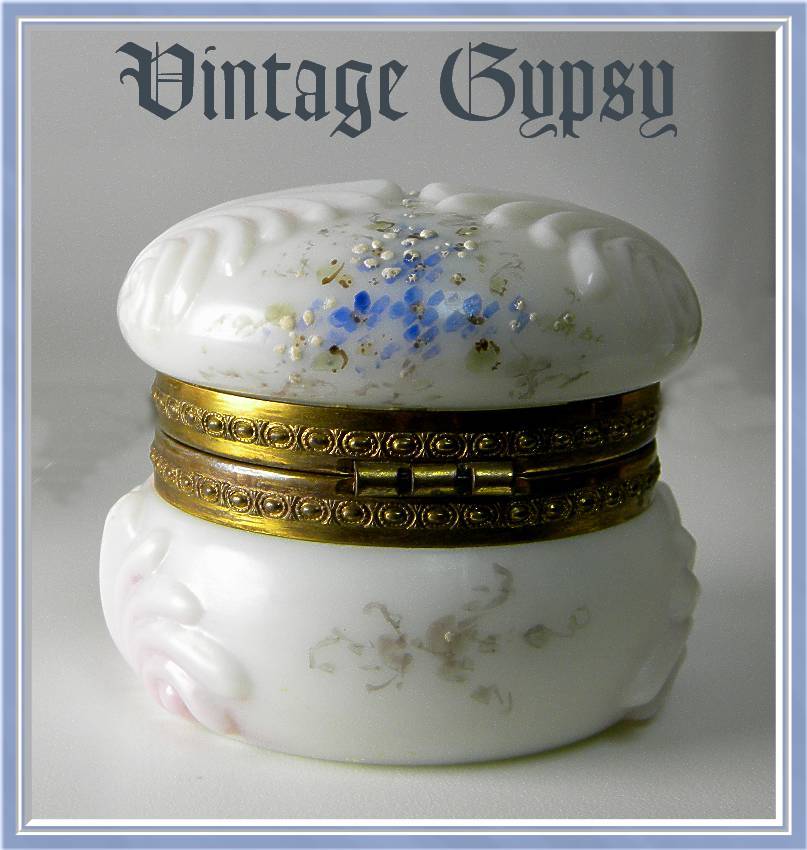 CF Monroe Signed Wave Crest Opaline Glass Hinged Lid Jewelry Casket CF Monroe Signed Wave Crest Opaline Glass Hinged Lid Jewelry Casket